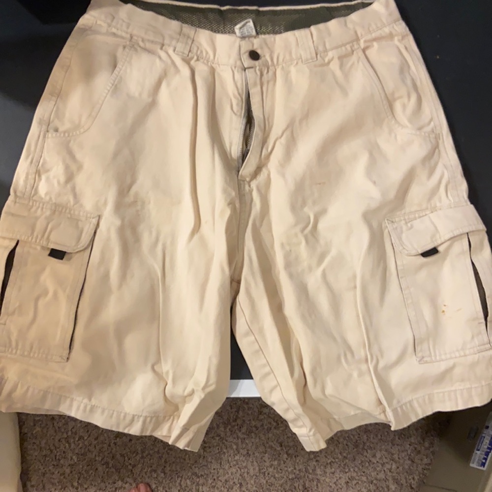 Khaki cargo shorts